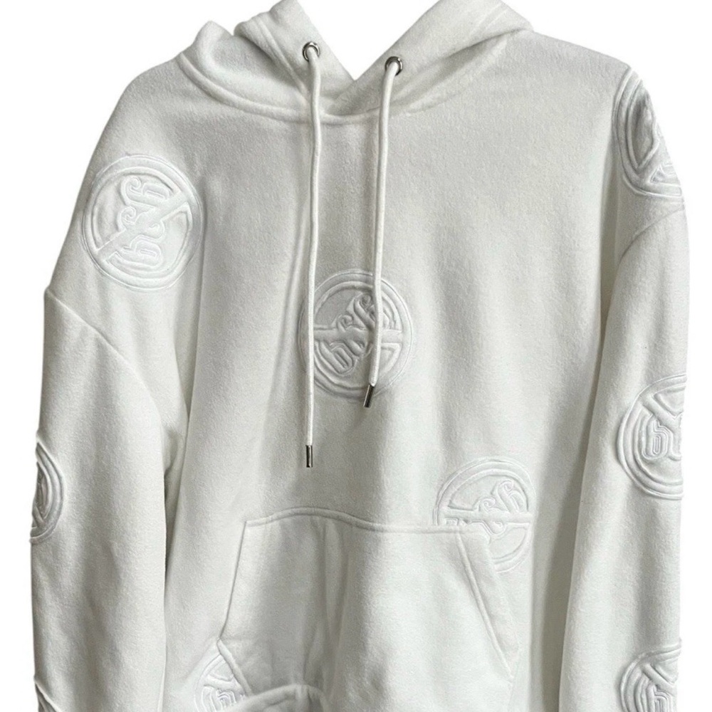 Who Decides War Anti 666 Hoodie White Embossed Logo Pullover Sweatshirt Large